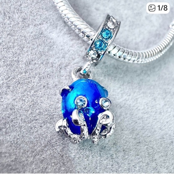 Authentic Pandora dangling Blue octopus Charm - Picture 6 of 6